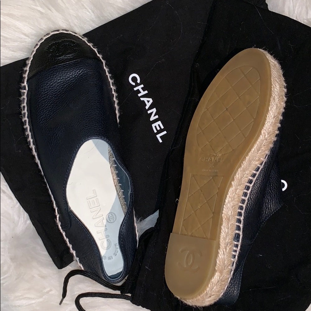 Chanel Espadrille Mule Slide Flats